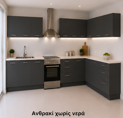Intrahome Γωνιακή Κουζίνα 15 269x140 Πλάτος 409 κουτία 56cm / 44cm / 44cm / 84cm / 64cm / Γωνία 90x90 / 96cm / 97cm / 50cm / 43cm Κρεμαστά – Βάσεις μαζί με πάγκο μελαμίνης 3,2cm  Intrahome-anthraki231282368245