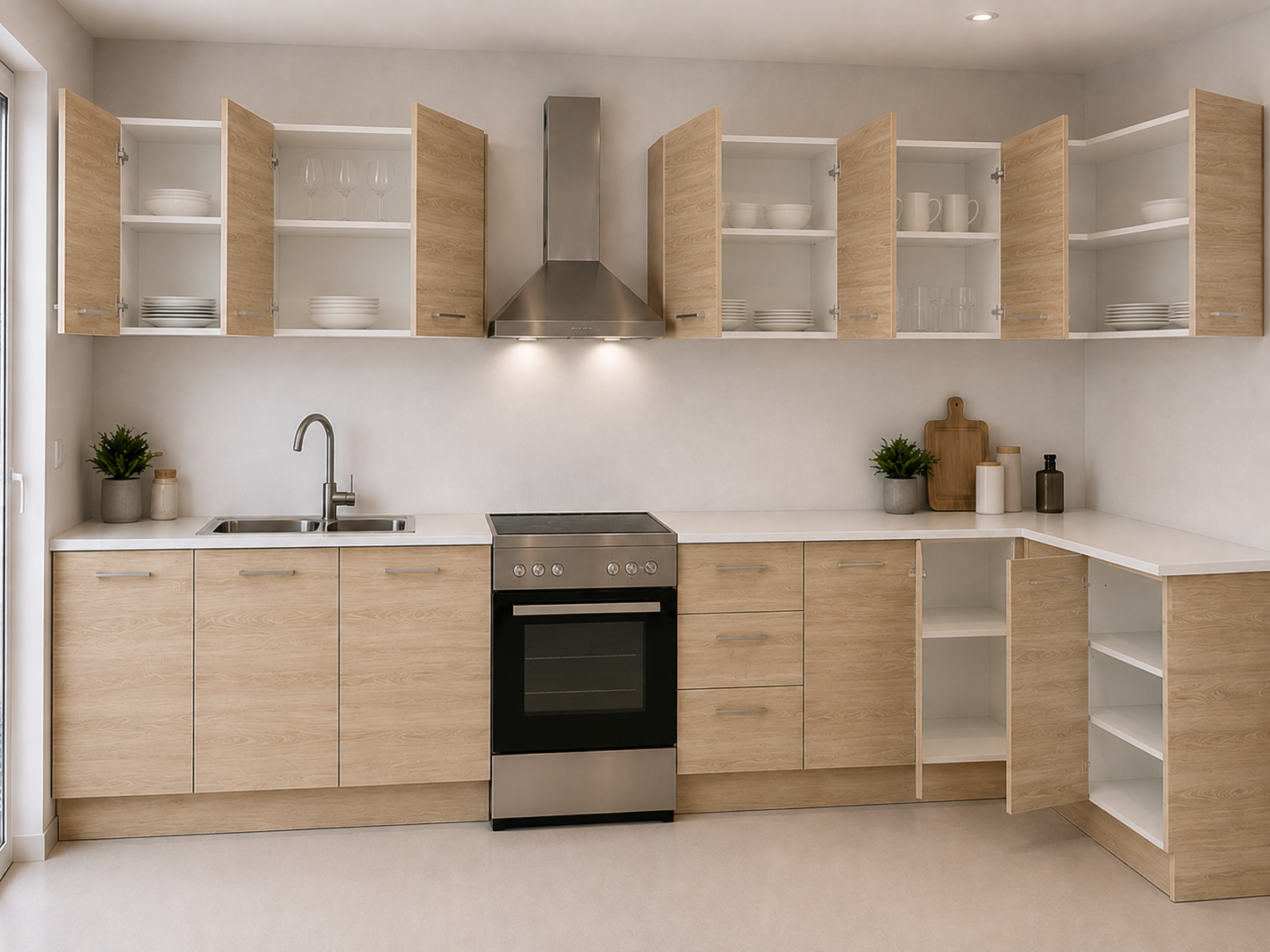 Intrahome Γωνιακή Κουζίνα 62 318x297 Πλάτος 615 κουτία 64cm / 61cm / 39cm / 97cm / 103cm / Γωνία 90x90 / 99cm / 84cm / 76cm / 101cm / 51cm Κρεμαστά – Βάσεις μαζί με πάγκο μελαμίνης 3,2cm  Intrahome-sono82372945