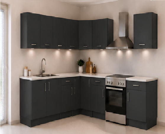 Intrahome Γωνιακή Κουζίνα 90 337x237 Πλάτος 574 κουτία 84cm / 41cm / Γωνία 90x90 / 49cm / 57cm Κρεμαστά – Βάσεις μαζί με πάγκο μελαμίνης 3,2cm  Intrahome-anthraki231282375745