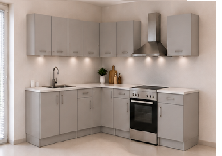 Intrahome Γωνιακή Κουζίνα 86 125x284 Πλάτος 409 κουτία 80cm / 64cm / Γωνία 90x90 / 64cm / 79cm Κρεμαστά – Βάσεις μαζί με πάγκο μελαμίνης 3,2cm  Intrahome-gkri231282375345