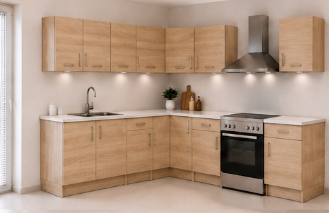 Intrahome Γωνιακή Κουζίνα 90 337x237 Πλάτος 574 κουτία 84cm / 41cm / Γωνία 90x90 / 49cm / 57cm Κρεμαστά – Βάσεις μαζί με πάγκο μελαμίνης 3,2cm Intrahome-sono82375745