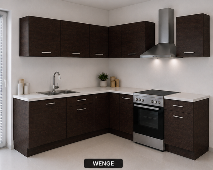 Intrahome Γωνιακή Κουζίνα 94 151x154 Πλάτος 305 κουτία 57cm / 61cm / Γωνία 90x90 / 59cm / 56cm Κρεμαστά – Βάσεις μαζί με πάγκο μελαμίνης 3,2cm  Intrahome-wenge231282376137