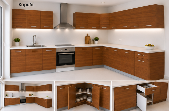 Intrahome Γωνιακή Κουζίνα 92 202x338 Πλάτος 540 κουτία 46cm / 83cm / 98cm / Γωνία 90x90 / 59cm / 99cm / 53cm Κρεμαστά – Βάσεις μαζί με πάγκο μελαμίνης 3,2cm  Intrahome-karidi1282375945