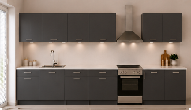 Intrahome Γωνιακή Κουζίνα 88 307x339 Πλάτος 646 κουτία 57cm / 98cm / 79cm / Γωνία 90x90 / 39cm / 37cm / 41cm Κρεμαστά – Βάσεις μαζί με πάγκο μελαμίνης 3,2cm  Intrahome-anthraki231282375545