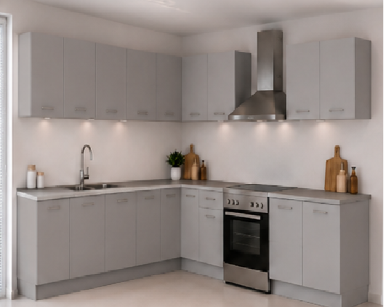 Intrahome Γωνιακή Κουζίνα 60 255x223 Πλάτος 478 κουτία 98cm / 40cm / 47cm / 53cm / 44cm / Γωνία 90x90 / 96cm / 54cm Κρεμαστά – Βάσεις μαζί με πάγκο μελαμίνης 3,2cm  Intrahome-gkri231282372745