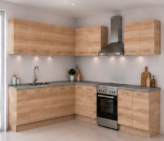 Intrahome Γωνιακή Κουζίνα 60 255x223 Πλάτος 478 κουτία 104cm / 37cm / 46cm / 54cm / 43cm / Γωνία 90x90 / 102cm / 53cm Κρεμαστά – Βάσεις μαζί με πάγκο μελαμίνης 3,2cm  Intrahome-sono82372655