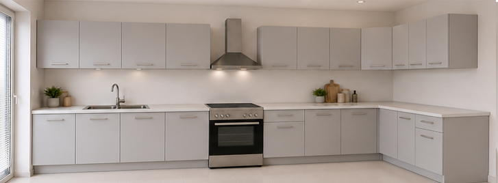 Intrahome Γωνιακή Κουζίνα 85 217x125 Πλάτος 342 κουτία 96cm / 60cm / Γωνία 90x90 / 101cm / 38cm / 53cm / 102cm / 97cm Κρεμαστά – Βάσεις μαζί με πάγκο μελαμίνης 3,2cm  Intrahome-gkri231282375245