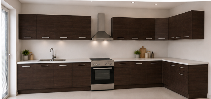 Intrahome Γωνιακή Κουζίνα 13 391x237 Πλάτος 628 κουτία 61cm / 61cm / Γωνία 90x90 / 100cm / 48cm / 59cm / 99cm / 51cm Κρεμαστά – Βάσεις μαζί με πάγκο μελαμίνης 3,2cm  Intrahome-wenge231282368045