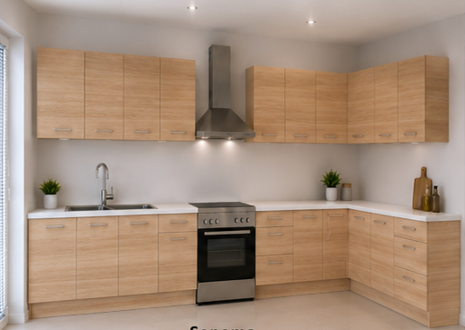 Intrahome Γωνιακή Κουζίνα 100 150x246 Πλάτος 396 κουτία 59cm / 103cm / 44cm / 77cm / Γωνία 90x90 / 50cm / 102cm / 37cm / 50cm Κρεμαστά – Βάσεις μαζί με πάγκο μελαμίνης 3,2cm  Intrahome-sono82376697