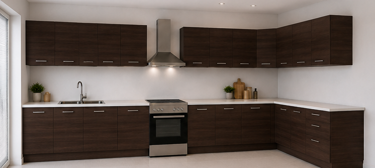 Intrahome Γωνιακή Κουζίνα 95 162x166 Πλάτος 328 κουτία 80cm / 83cm / 54cm / Γωνία 90x90 / 60cm / 37cm / 58cm / 58cm / 102cm Κρεμαστά – Βάσεις μαζί με πάγκο μελαμίνης 3,2cm  Intrahome-wenge231282376237