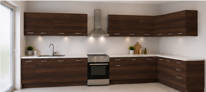 Intrahome Γωνιακή Κουζίνα 5 289x215 Πλάτος 504 κουτία 101cm / 59cm / 48cm / 62cm / 61cm / Γωνία 90x90 / 64cm / 62cm / 57cm / 53cm / 60cm Κρεμαστά – Βάσεις μαζί με πάγκο μελαμίνης 3,2cm  Intrahome-wenge231282367245