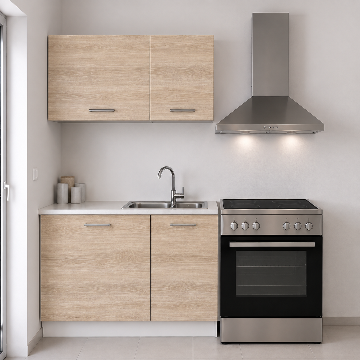 Intrahome Ευθεία Κουζίνα 43 Πλάτος 220 κουτία 41cm / 98cm / 79cm Κρεμαστά – Βάσεις μαζί με πάγκο μελαμίνης 3,2cm  Intrahome-sono82361045