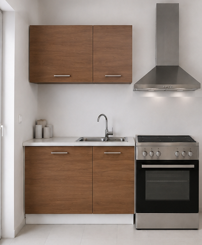 Intrahome Ευθεία Κουζίνα 82 Πλάτος 130 κουτία 83cm / 54cm Κρεμαστά – Βάσεις μαζί με πάγκο μελαμίνης 3,2cm  Intrahome-karidi1282364945