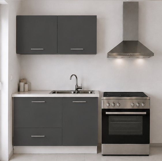 Intrahome Ευθεία Κουζίνα 6 Πλάτος 80 κουτία 44cm / 43cm Κρεμαστά – Βάσεις μαζί με πάγκο μελαμίνης 3,2cm Intrahome-anthraki231282357345