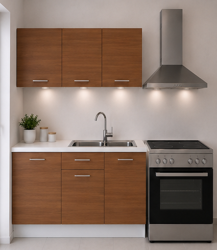 Intrahome Ευθεία Κουζίνα 38 Πλάτος 150 κουτία 36cm / 58cm / 48cm Κρεμαστά – Βάσεις μαζί με πάγκο μελαμίνης 3,2cm  Intrahome-karidi1282360545