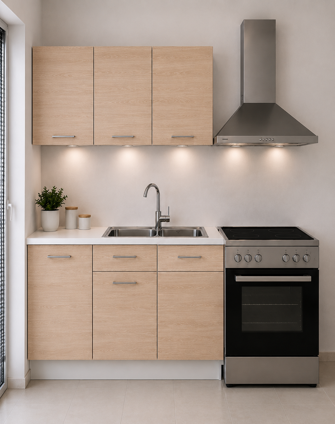 Intrahome Ευθεία Κουζίνα 66 Πλάτος 240 κουτία 78cm / 78cm / 82cm Κρεμαστά – Βάσεις μαζί με πάγκο μελαμίνης 3,2cm  Intrahome-sono82363284
