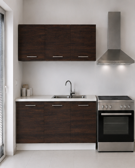 Intrahome Ευθεία Κουζίνα 79 Πλάτος 170 κουτία 52cm / 39cm / 78cm Κρεμαστά – Βάσεις μαζί με πάγκο μελαμίνης 3,2cm  Intrahome-wenge231282364645
