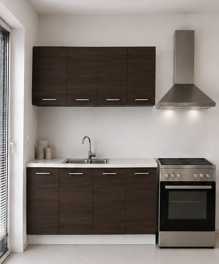 Intrahome Ευθεία Κουζίνα 70 Πλάτος 190 κουτία 40cm / 44cm / 48cm / 56cm Κρεμαστά – Βάσεις μαζί με πάγκο μελαμίνης 3,2cm  Intrahome-wenge231282363745