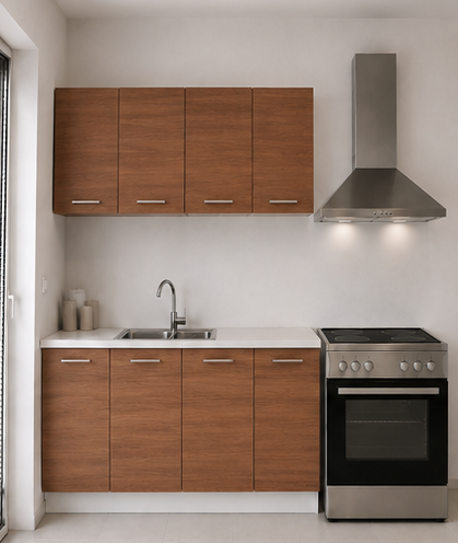 Intrahome Ευθεία Κουζίνα 99 Πλάτος 280 κουτία 78cm / 57cm / 38cm / 100cm Κρεμαστά – Βάσεις μαζί με πάγκο μελαμίνης 3,2cm  Intrahome-karidi1282366645