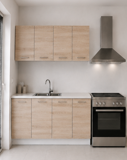 Intrahome Ευθεία Κουζίνα 99 Πλάτος 280 κουτία 84cm / 56cm / 39cm / 99cm Κρεμαστά – Βάσεις μαζί με πάγκο μελαμίνης 3,2cm  Intrahome-sono82366556