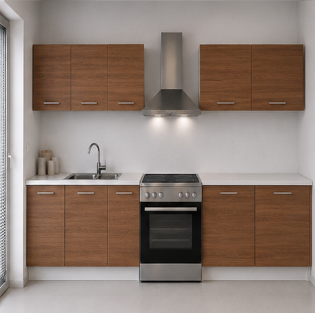 Intrahome Ευθεία Κουζίνα 33 Πλάτος 470 κουτία 97cm / 47cm / 103cm / 56cm / 80cm / 83cm Κρεμαστά – Βάσεις μαζί με πάγκο μελαμίνης 3,2cm  Intrahome-karidi1282360045
