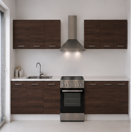Intrahome Ευθεία Κουζίνα 42 Πλάτος 90 κουτία 53cm / 36cm Κρεμαστά – Βάσεις μαζί με πάγκο μελαμίνης 3,2cm  Intrahome-wenge231282360945