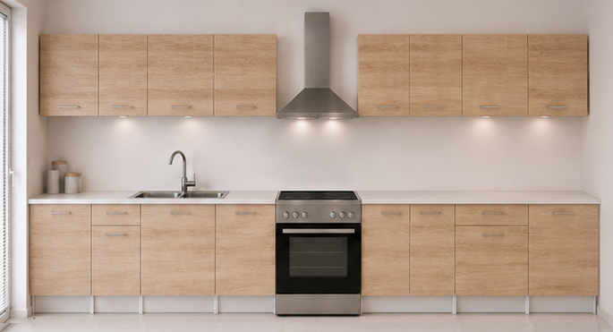 Intrahome Ευθεία Κουζίνα 60 Πλάτος 540 κουτία 82cm / 80cm / 82cm / 84cm / 63cm / 100cm / 60cm Κρεμαστά – Βάσεις μαζί με πάγκο μελαμίνης 3,2cm Intrahome-sono82362745