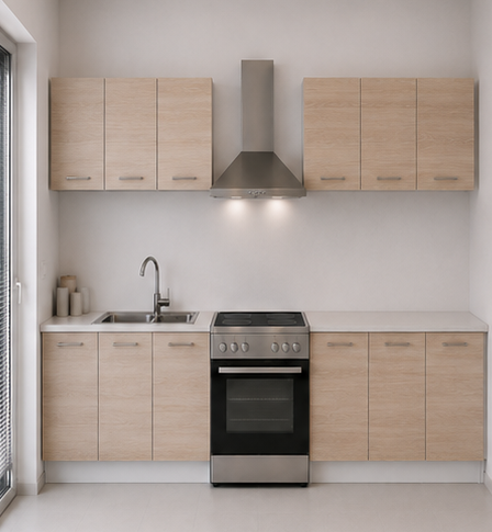 Intrahome Ευθεία Κουζίνα 49 Πλάτος 460 κουτία 40cm / 102cm / 96cm / 41cm / 52cm / 79cm / 53cm Κρεμαστά – Βάσεις μαζί με πάγκο μελαμίνης 3,2cm Intrahome-sono82361645
