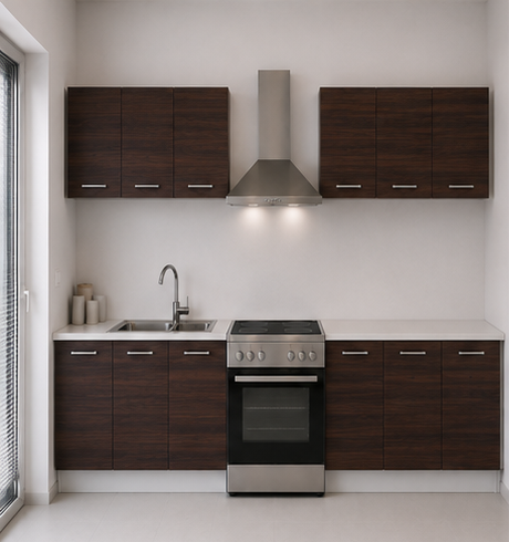 Intrahome Ευθεία Κουζίνα 52 Πλάτος 510 κουτία 37cm / 56cm / 78cm / 100cm / 98cm / 50cm / 77cm Κρεμαστά – Βάσεις μαζί με πάγκο μελαμίνης 3,2cm  Intrahome-wenge231282361945