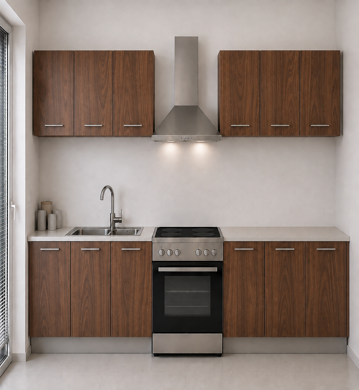 Intrahome Ευθεία Κουζίνα 28 Πλάτος 530 κουτία 39cm / 84cm / 98cm / 64cm / 102cm / 54cm / 100cm Κρεμαστά – Βάσεις μαζί με πάγκο μελαμίνης 3,2cm  Intrahome-karidi1282359545