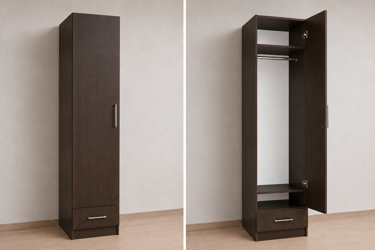 Intrahome Ντουλάπα Wenge 38x199x56 Μαζί με δύο συρτάρια NT12144L-038-199-33399  Κουτί  BOX38 χωρίς πατάρι