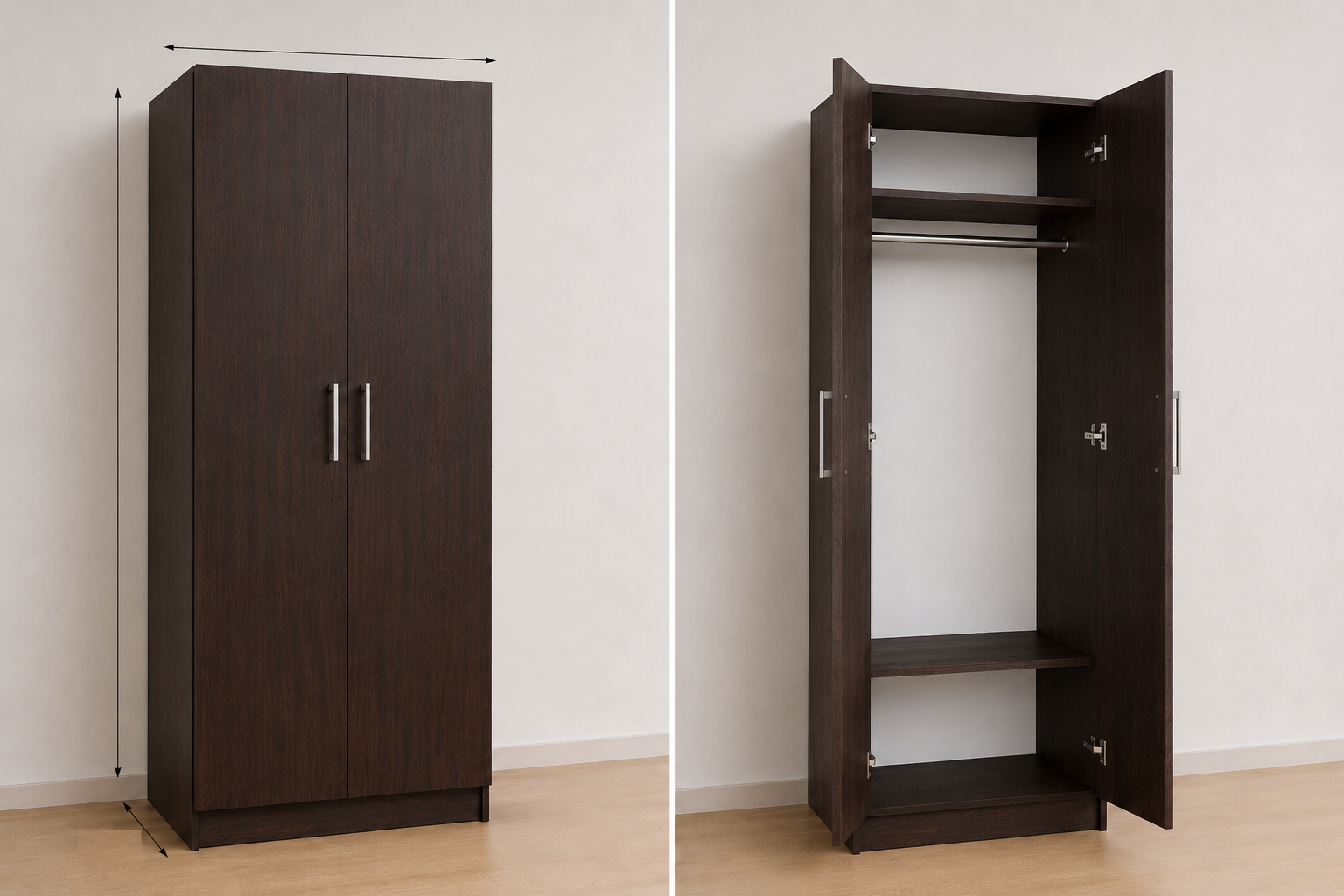 Intrahome Ντουλάπα Wenge92x225x56  N8T1215L-092-225-43099  Κουτί  BOX92 χωρίς πατάρι
