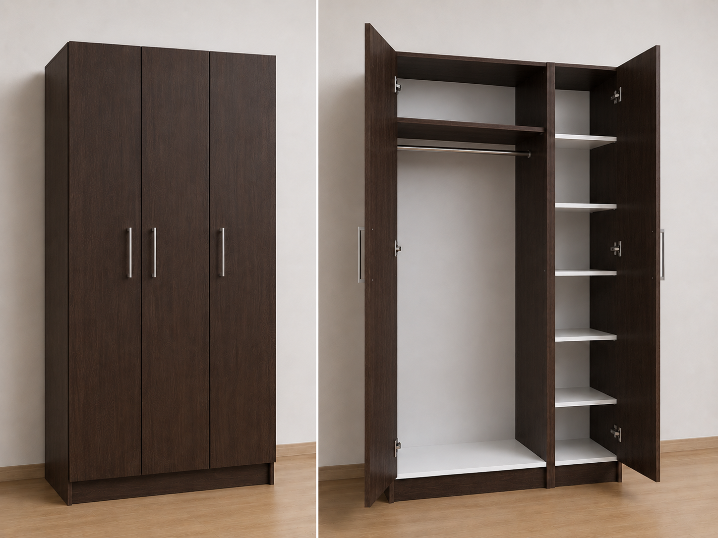 Intrahome Ντουλάπα Wenge143x224x56 N8T1215L-143-224-42779 Κουτί BOX100|BOX43 χωρίς πατάρι