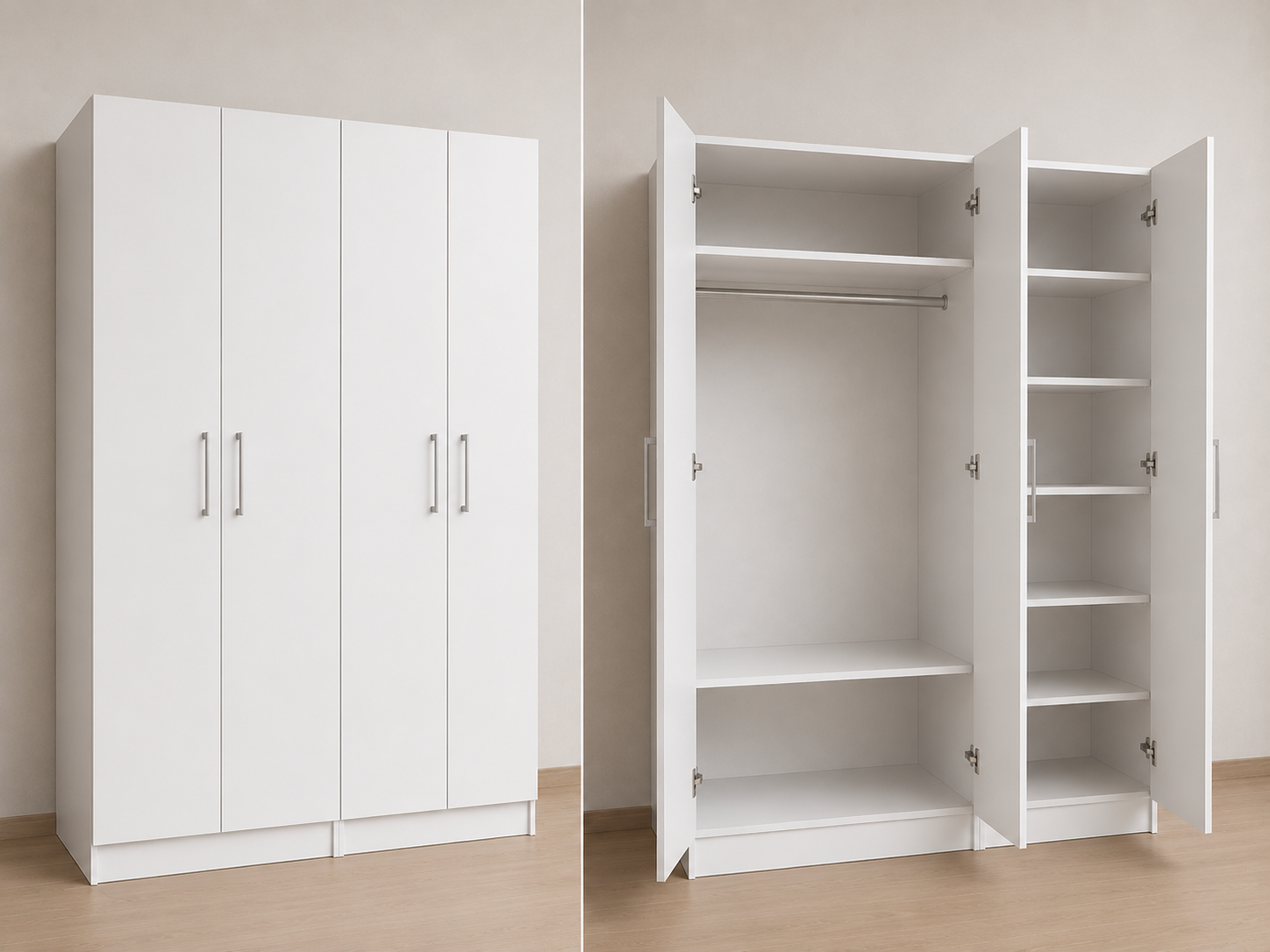 Intrahome Ντουλάπα Λευκό 156x234x56  N6T1214L-156-234-20161  Κουτί  BOX100|BOX56 χωρίς πατάρι