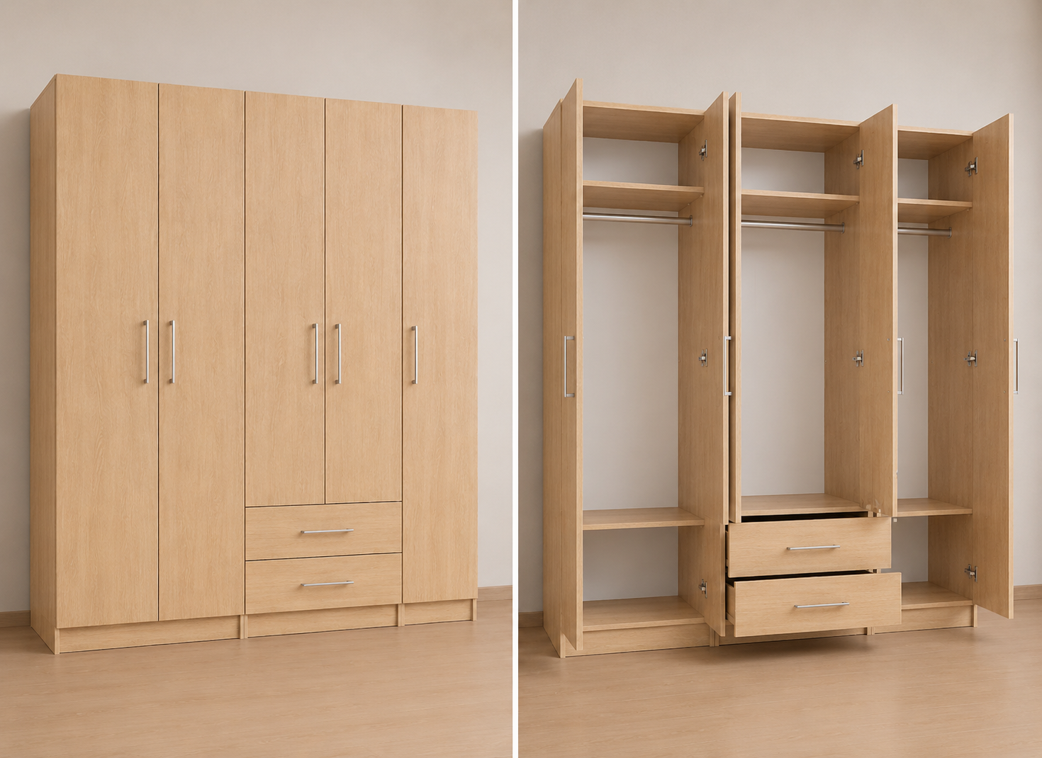 Intrahome Ντουλάπα Sonoma-ΔΡΥΣ 228x287x56 με πατάρι 60cm Μαζί με δύο συρτάρια NT121L-228-287-17636  Κουτί  BOX100|BOX100|BOX28  Πατάρι  PAT100|PAT100|PAT28
