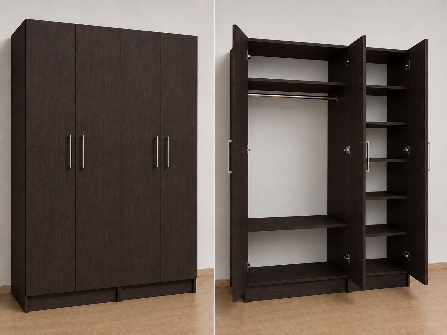 Intrahome Ντουλάπα Wenge239x224x56 N8T1215L-239-224-42875 Κουτί BOX100|BOX100|BOX39 χωρίς πατάρι