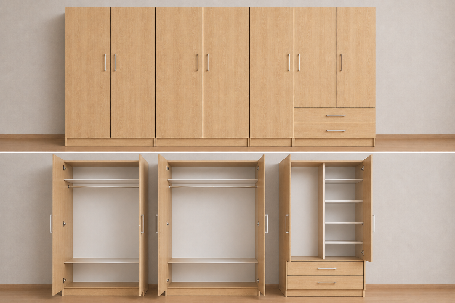 Intrahome Ντουλάπα Sonoma-ΔΡΥΣ 296x287x56 με πατάρι 60cm Μαζί με δύο συρτάρια NT121L-296-287-17704  Κουτί  BOX100|BOX100|BOX96  Πατάρι  PAT100|PAT100|PAT96