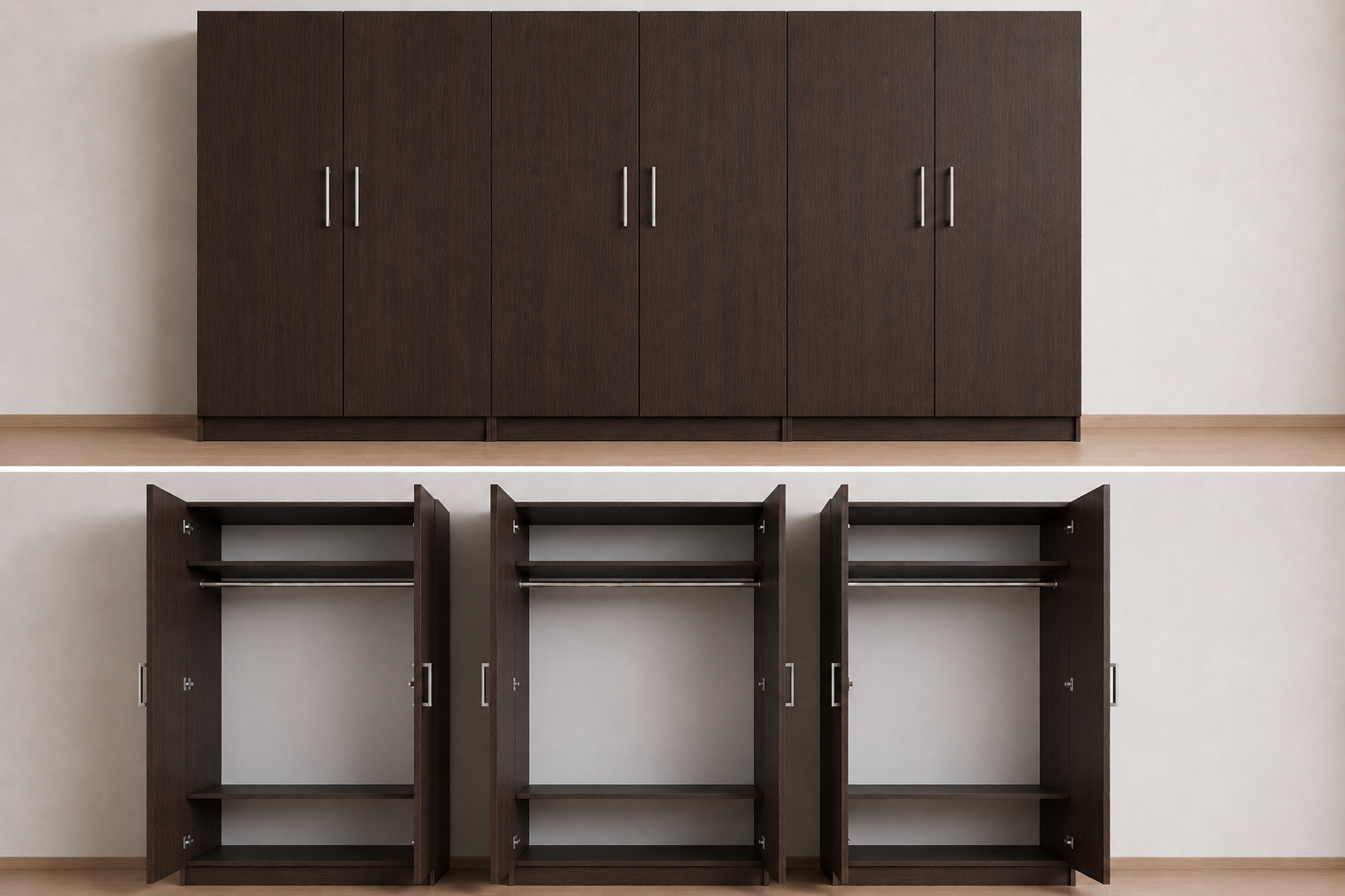 Intrahome Ντουλάπα Wenge258x223x56 N8T1215L-258-223-42523 Κουτί BOX100|BOX100|BOX58 χωρίς πατάρι