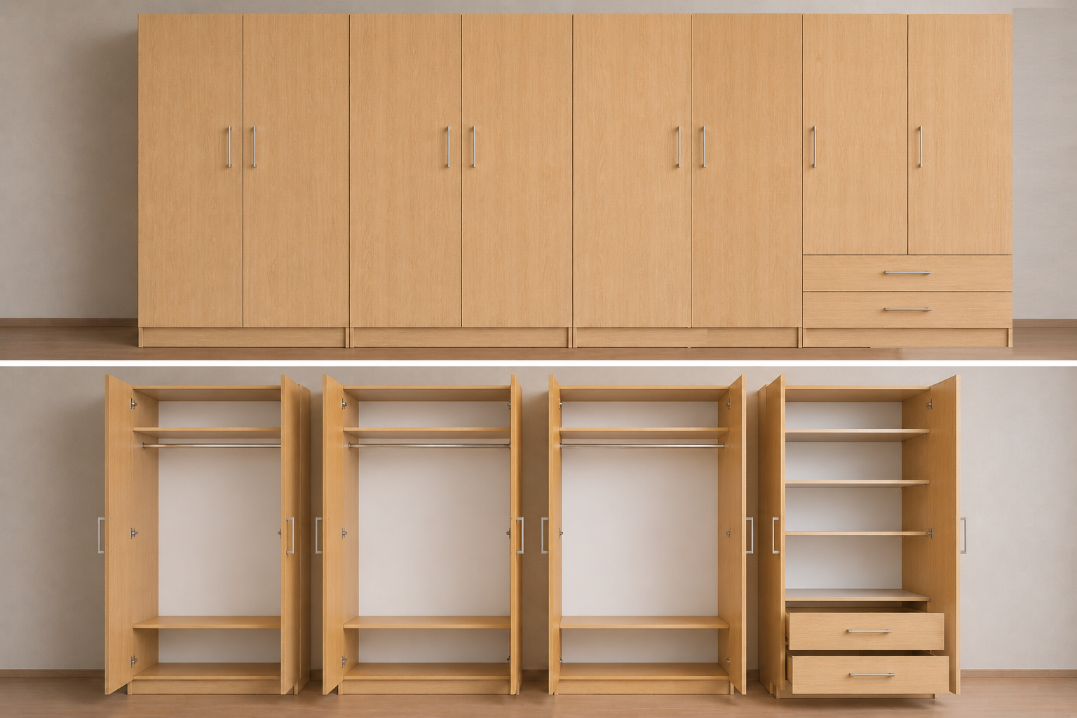 Intrahome Ντουλάπα Sonoma-ΔΡΥΣ 399x253x56 με πατάρι 60cm Μαζί με δύο συρτάρια NT121L-399-253-31534 Κουτί BOX100|BOX100|BOX100|BOX99 Πατάρι PAT100|PAT100|PAT100|PAT99
