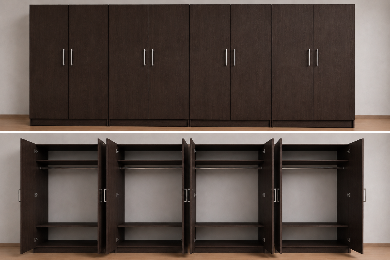 Intrahome Ντουλάπα Wenge366x223x56 N8T1215L-366-223-42631 Κουτί BOX100|BOX100|BOX100|BOX66 χωρίς πατάρι