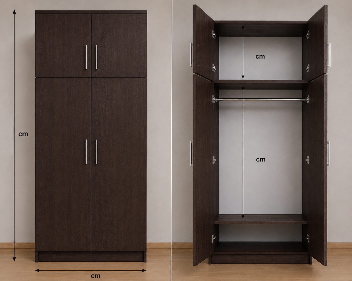 Intrahome Ντουλάπα Wenge93x285x56 με πατάρι 60cm  N8T1215L-093-285-43100  Κουτί  BOX93  Πατάρι  PAT93