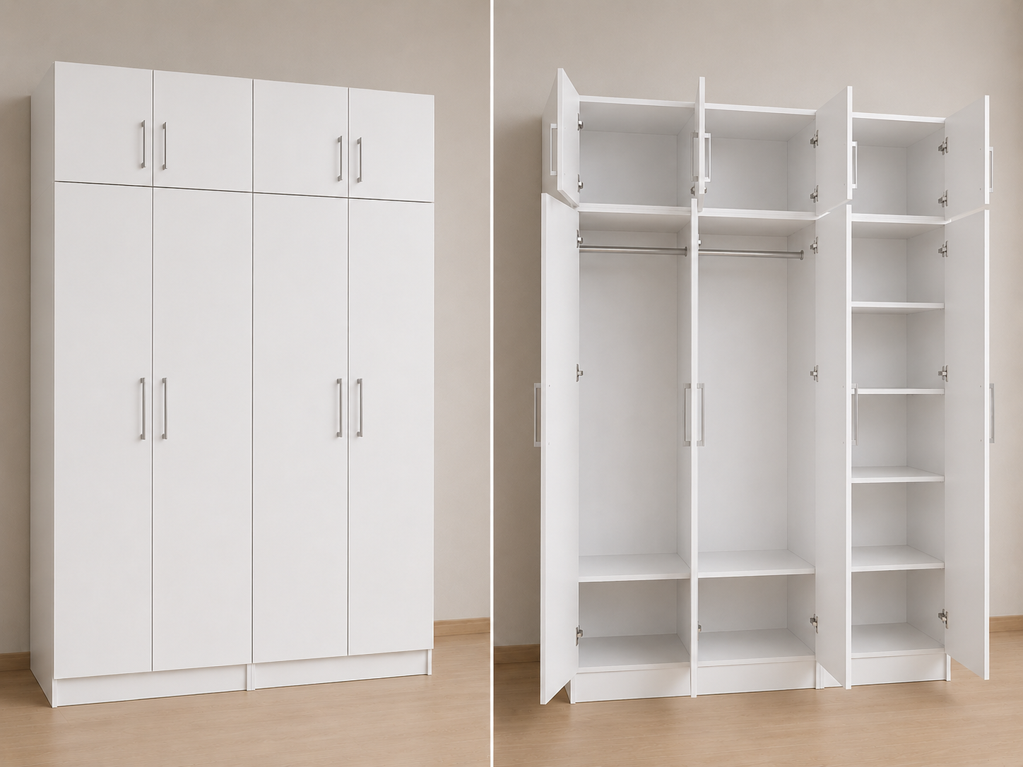 Intrahome Ντουλάπα Λευκό 163x294x56 με πατάρι 60cm  N6T1214L-163-294-20168  Κουτί  BOX100|BOX63  Πατάρι  PAT100|PAT63