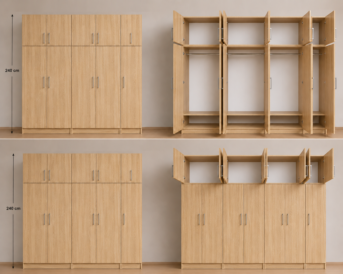 Intrahome Ντουλάπα sonoma-ΔΡΥΣ 240x285x56 με πατάρι 60cm  N7T1214L-240-285-16906  Κουτί  BOX100|BOX100|BOX40  Πατάρι  PAT100|PAT100|PAT40