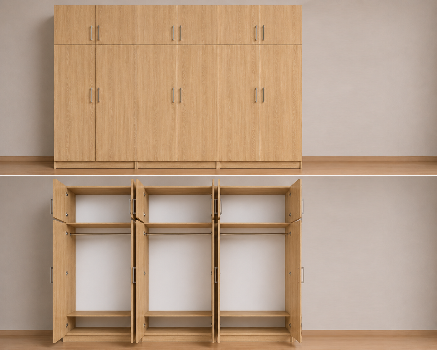 Intrahome Ντουλάπα sonoma-ΔΡΥΣ 270x285x56 με πατάρι 60cm  N7T1214L-270-285-16936  Κουτί  BOX100|BOX100|BOX70  Πατάρι  PAT100|PAT100|PAT70