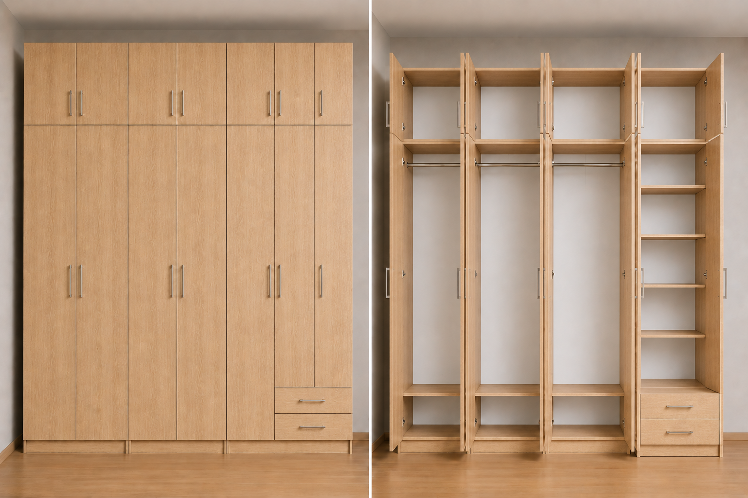 Intrahome Ντουλάπα Sonoma-ΔΡΥΣ 314x243x56 Μαζί με δύο συρτάρια NT2121L-314-243-49999  Κουτί  BOX100|BOX100|BOX100|BOX14 χωρίς πατάρι