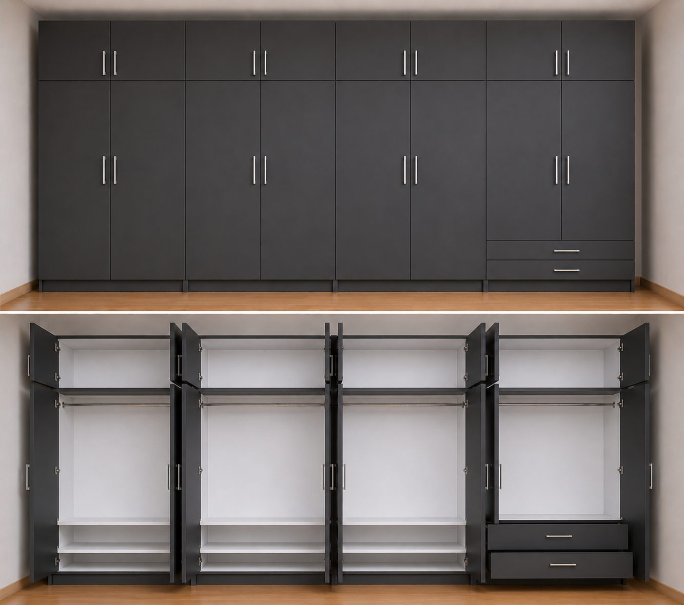 Intrahome Ντουλάπα ανθρακί 352x246x56 Μαζί με δύο συρτάρια NT1214L-352-246-24809  Κουτί  BOX100|BOX100|BOX100|BOX52 χωρίς πατάρι