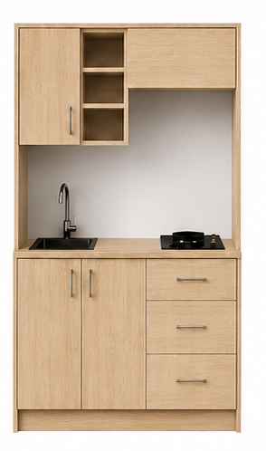 Intrahome Studio105Prime09 Πολυκουζινάκι 92cm, ύψος 220cm, βάθος 50cm, sonoma - δρυς μοριοσανίδα 16mm, πάγκος 32mm, μικρή inox γούρνα αριστερά, εστία 2 ματιών δεξιά, σχέδιο Prime. Intrahome-polikou6587644886