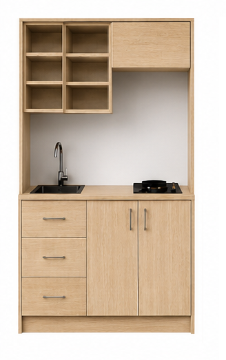 Intrahome Studio105Style13 Πολυκουζινάκι 92cm, ύψος 220cm, βάθος 50cm, sonoma - δρυς μοριοσανίδα 16mm, πάγκος 32mm, μικρή inox γούρνα αριστερά, εστία 2 ματιών δεξιά, σχέδιο Style. Intrahome-polikou6587645206