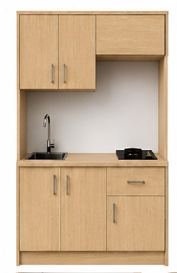 Intrahome Studio135Drawer03 Πολυκουζινάκι 123cm, ύψος 220cm, βάθος 50cm, sonoma - δρυς μοριοσανίδα 16mm, πάγκος 32mm, μικρή inox γούρνα αριστερά, εστία 2 ματιών δεξιά, σχέδιο Drawer. Intrahome-polikou6587646411