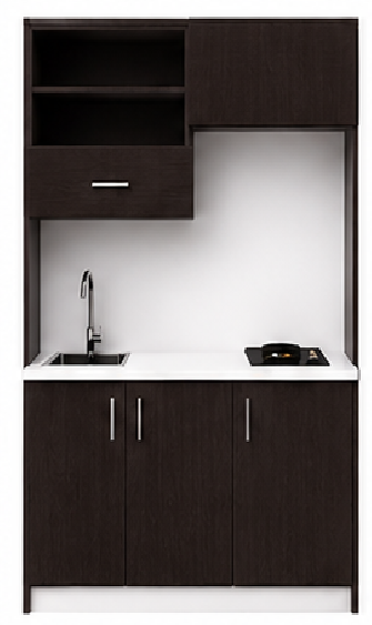 Intrahome Studio140Max08 Πολυκουζινάκι 138cm, ύψος 205cm, βάθος 50cm, wenge μοριοσανίδα 16mm, πάγκος 32mm, μικρή inox γούρνα αριστερά, εστία 2 ματιών δεξιά, σχέδιο Max. Intrahome-polikou3387647408